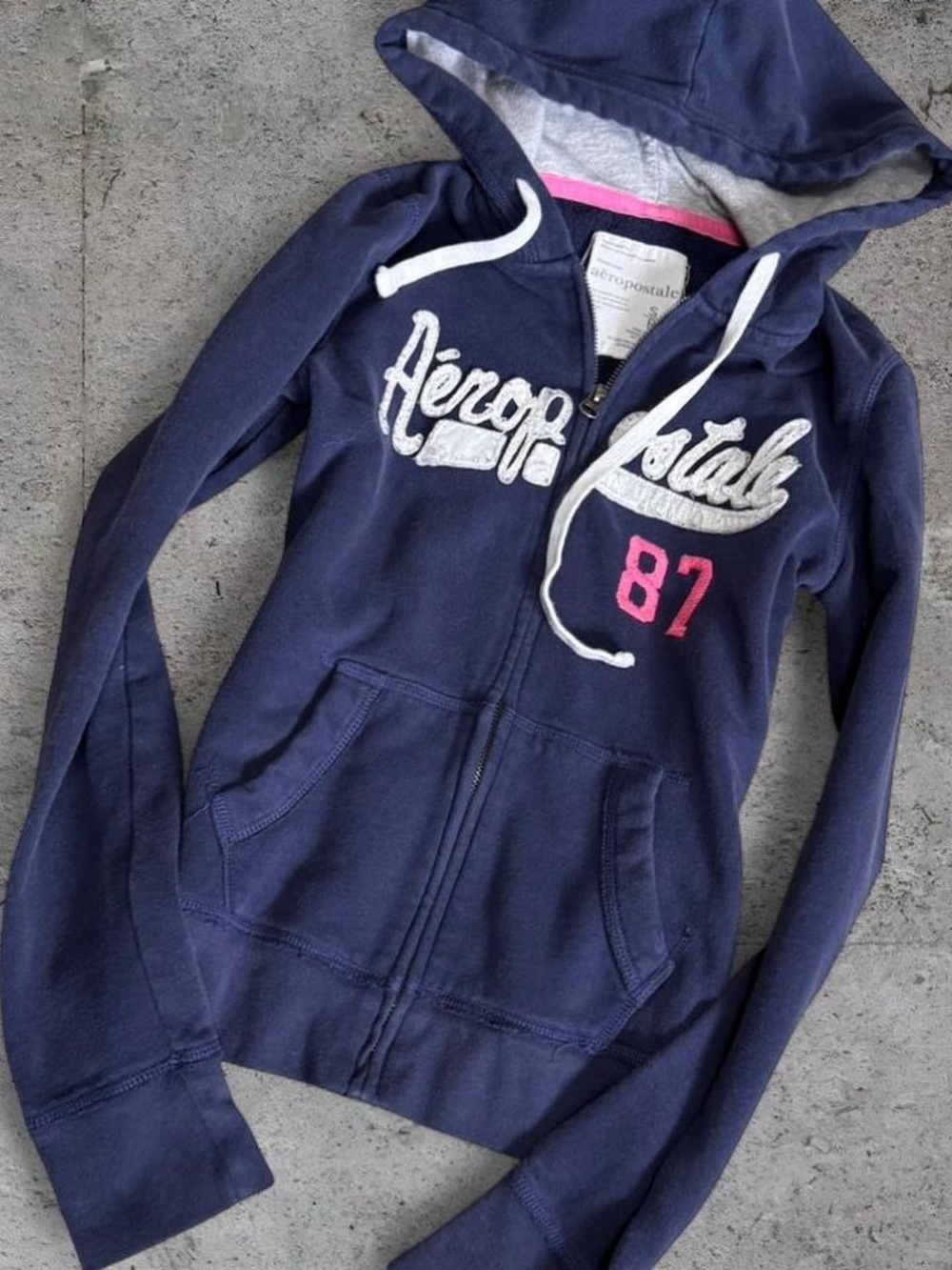 Aeropostale Y2K Navy/Pink Zip Hoodie